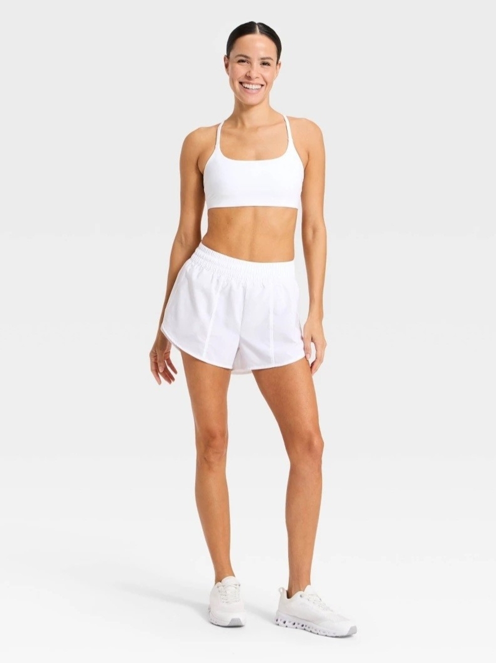 all in motion White Women's Athletic Shorts - Breathable Run Shorts